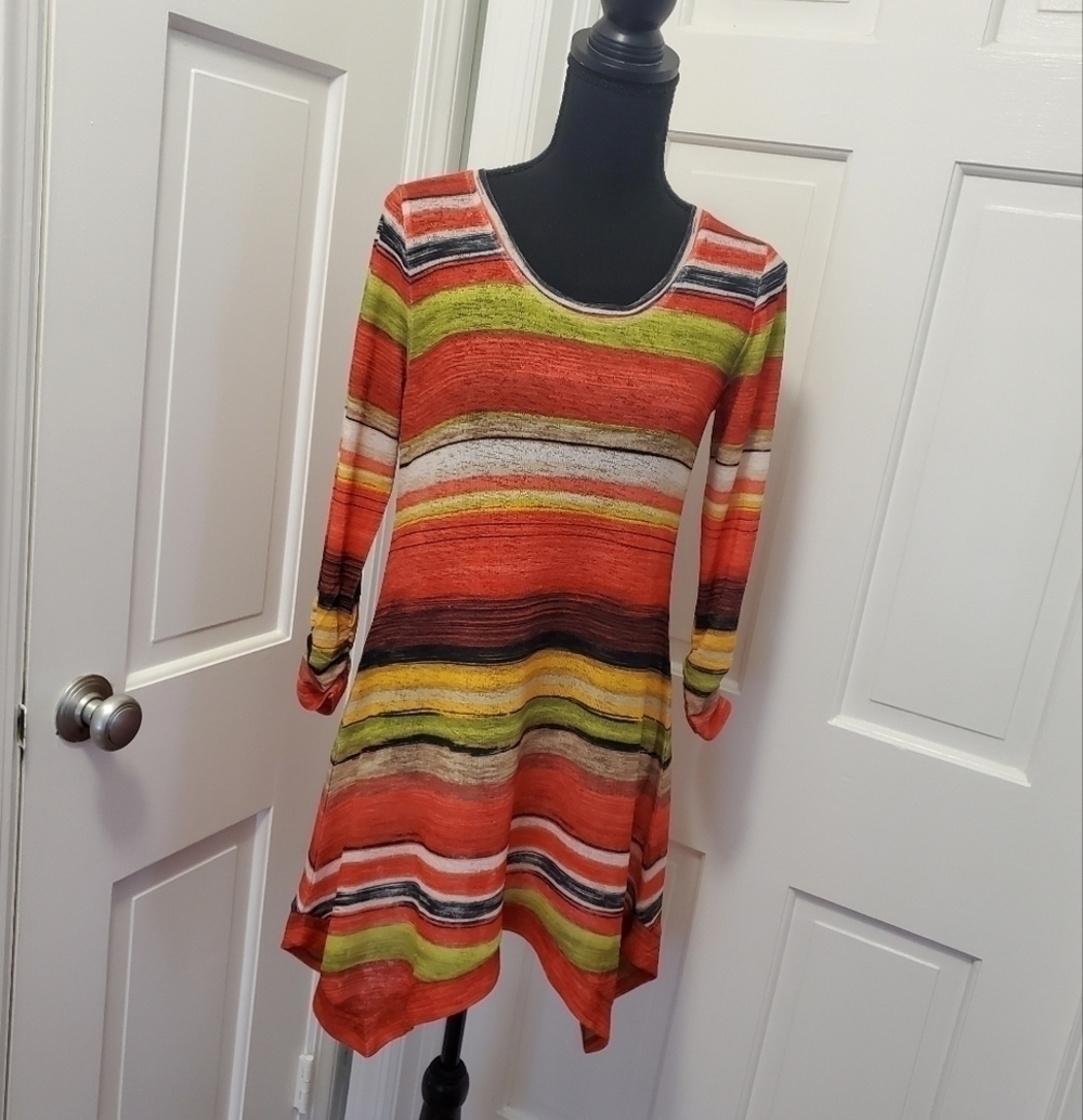 NWT Premise Colorful Striped Handkerchief hemline Tunic Ret. $68